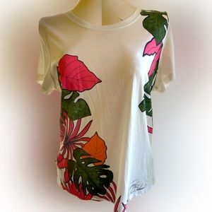 Women’s Tommy Bahama Topical Print Short Sleeve T-Shirt, Size XL.